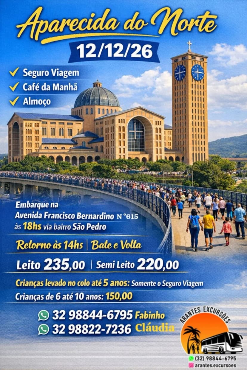 Cartaz da excursão Aparecida do Norte