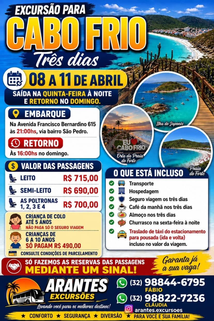 Cartaz da excursão Cabo Frio