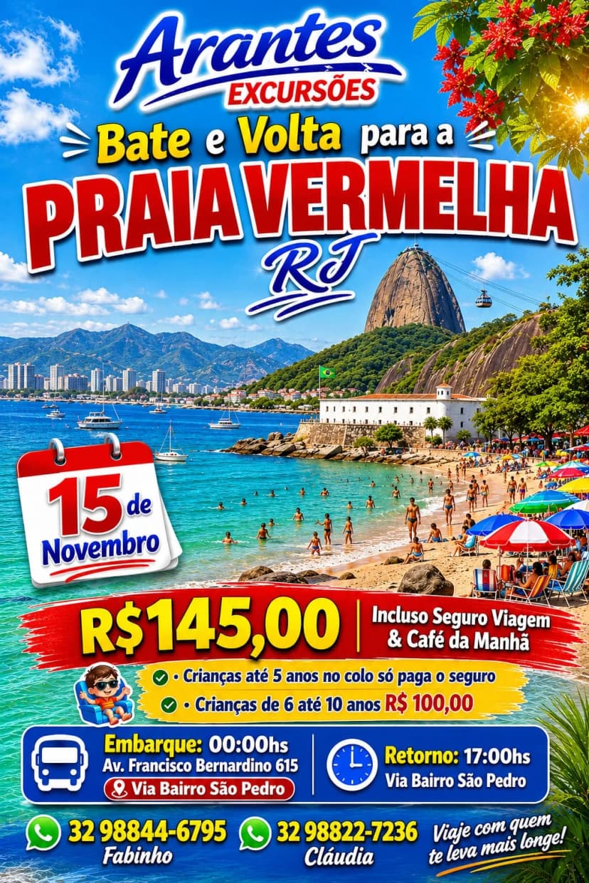 Cartaz da excursão Praia Vermelha