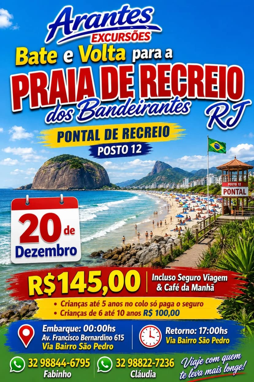 Cartaz da excursão Recreio dos Bandeirantes
